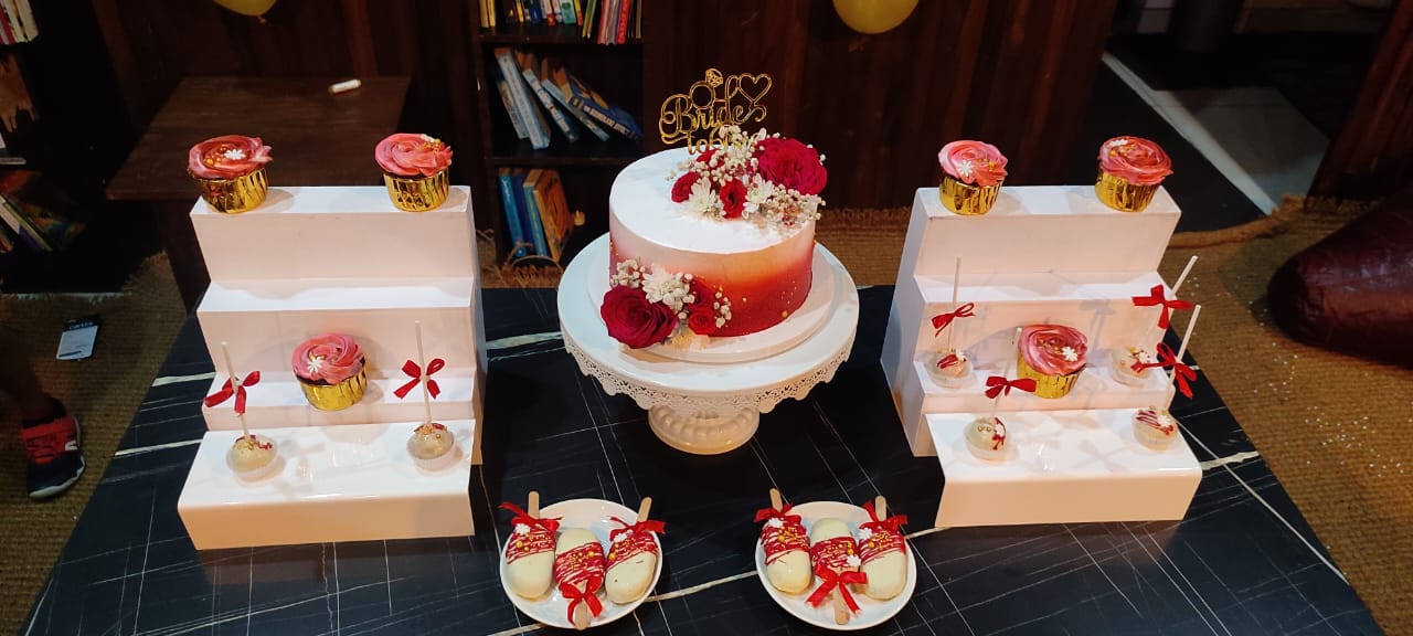 A bride-to-be dessert table in the Forwords reading room
